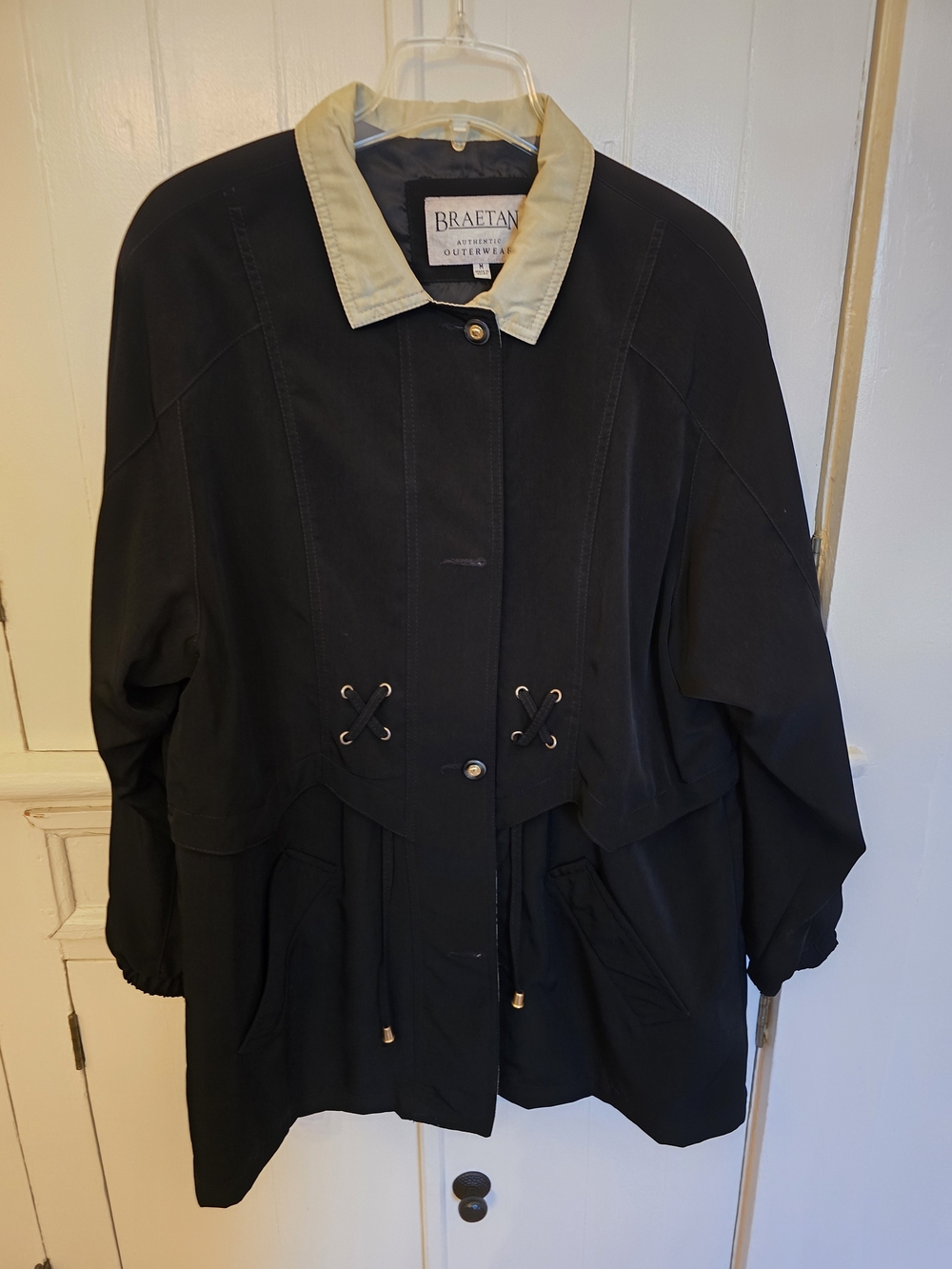 Braetan Black Utility Jacket with Cream Collar